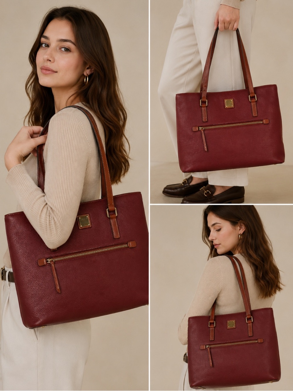 Dooney & Bourke Burgundy Leather Tote